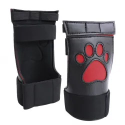 Kinky Puppy Gants Puppy Dog Paw Noir-Rouge